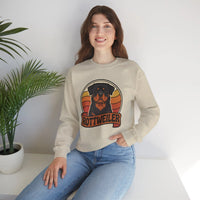 Rottweiler Retro Sunset Sweatshirt - Heavy Blend Fleece Crewneck - Unisex White