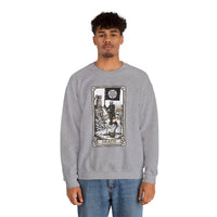 Tarot Death Card Graphic Sweatshirt - Heavy Blend Classic Fit Crewneck - Unisex White