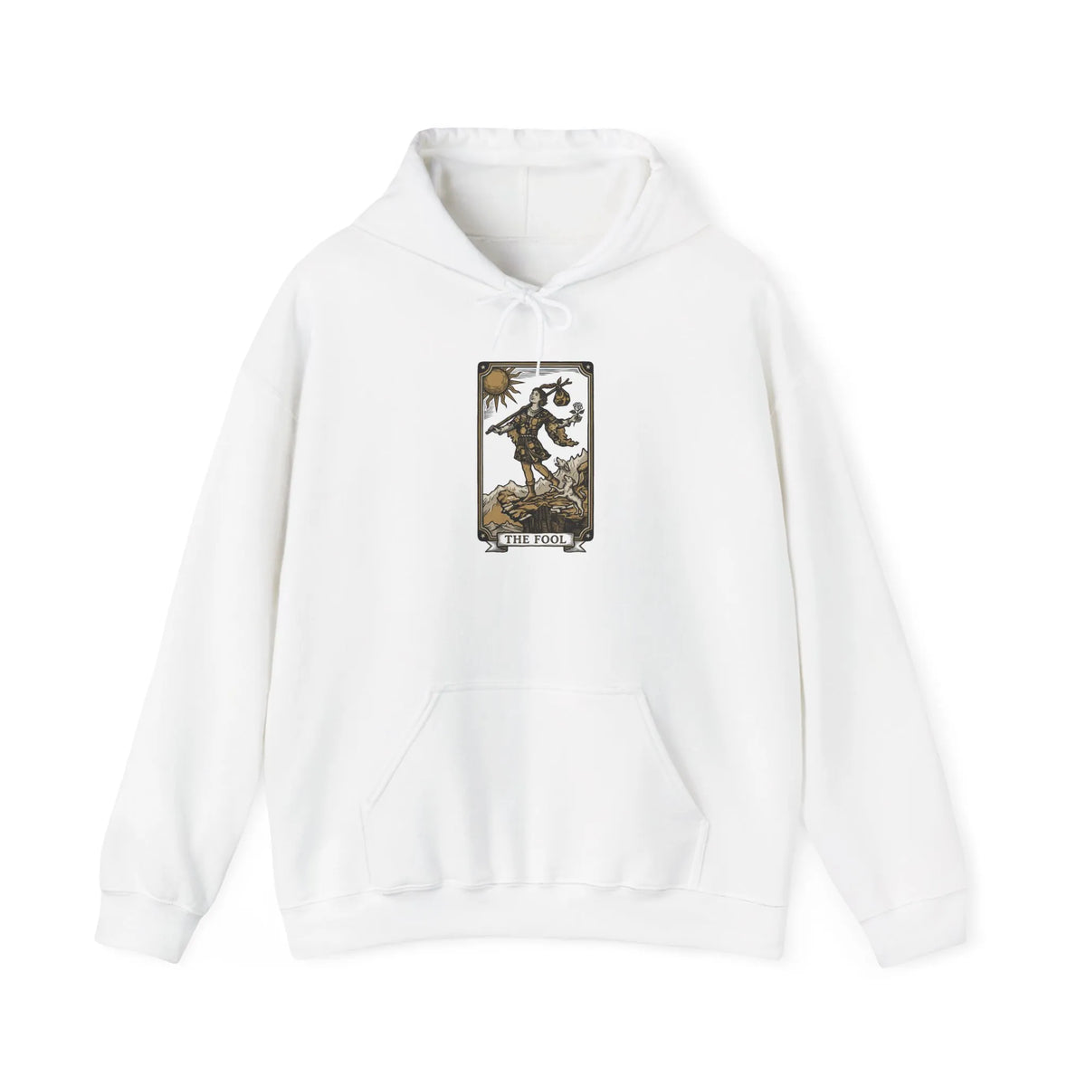 The Fool Tarot Card Hoodie - Heavy Blend Cotton Blend Pullover - Unisex White