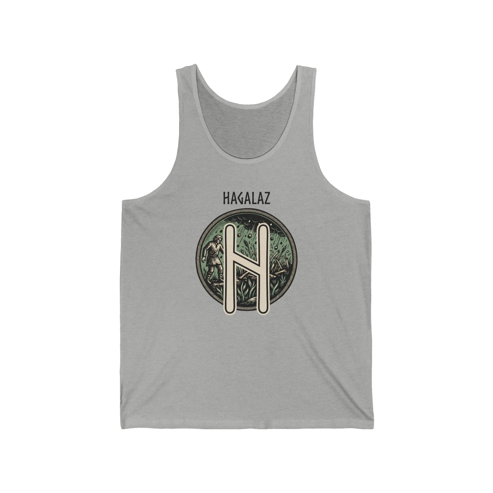 Hagalaz Rune Norse Tank Top - Lightweight Cotton Jersey Retail Fit - Unisex White
