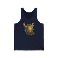 Elhaz Rune Elk Protection Tank Top - Soft Lightweight Jersey Tank - Unisex White