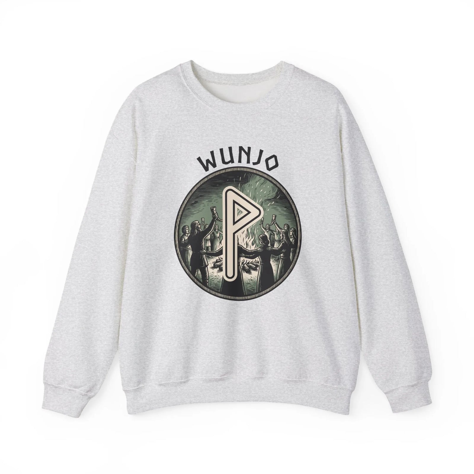 Wunjo Rune Joy Celebration Sweatshirt - Heavy Blend Cotton Poly Crewneck - Unisex White