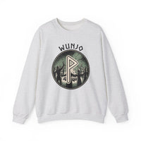 Wunjo Rune Joy Celebration Sweatshirt - Heavy Blend Cotton Poly Crewneck - Unisex White