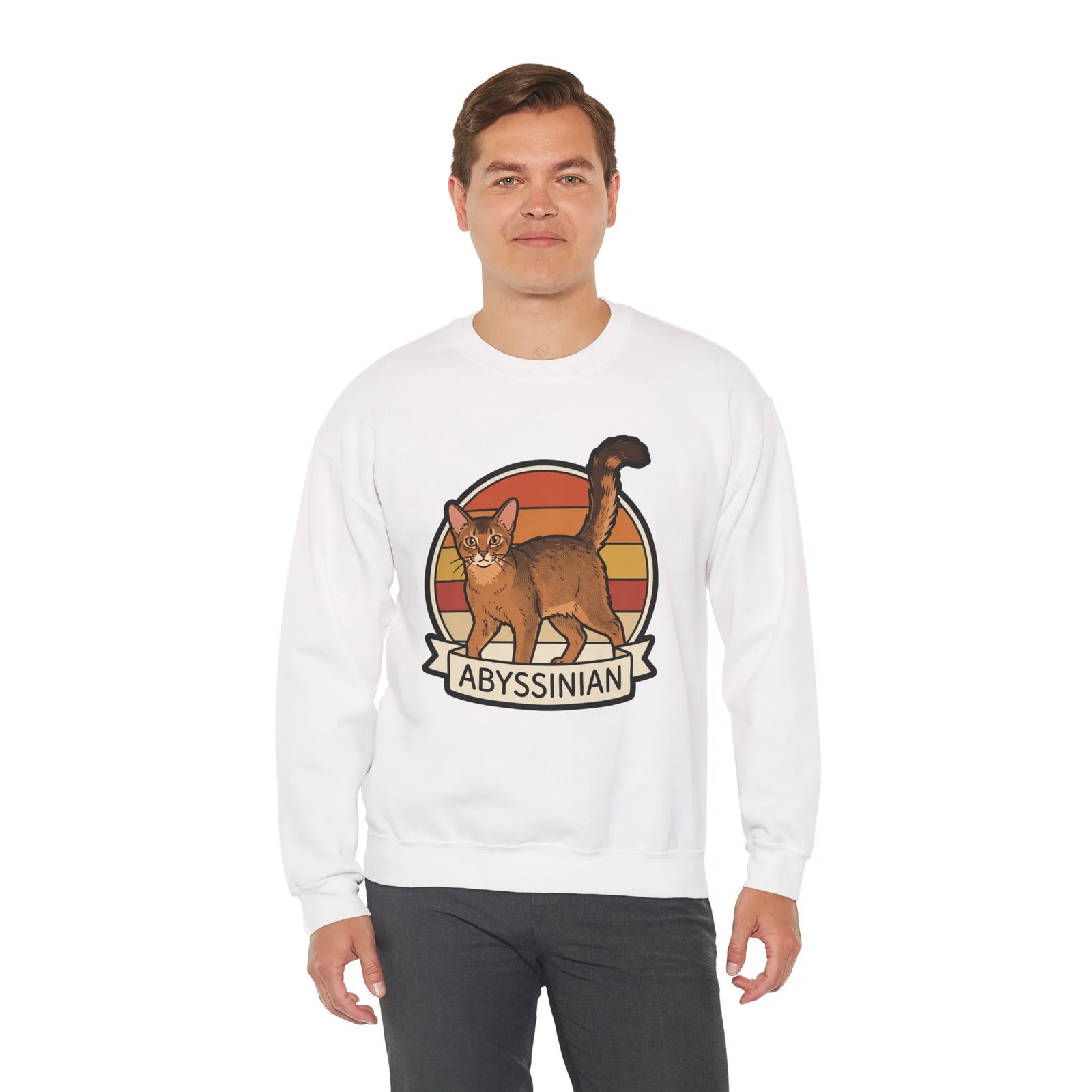 Abyssinian Retro 70s Sunset Sweatshirt - Heavy Blend Classic Crewneck - Unisex White
