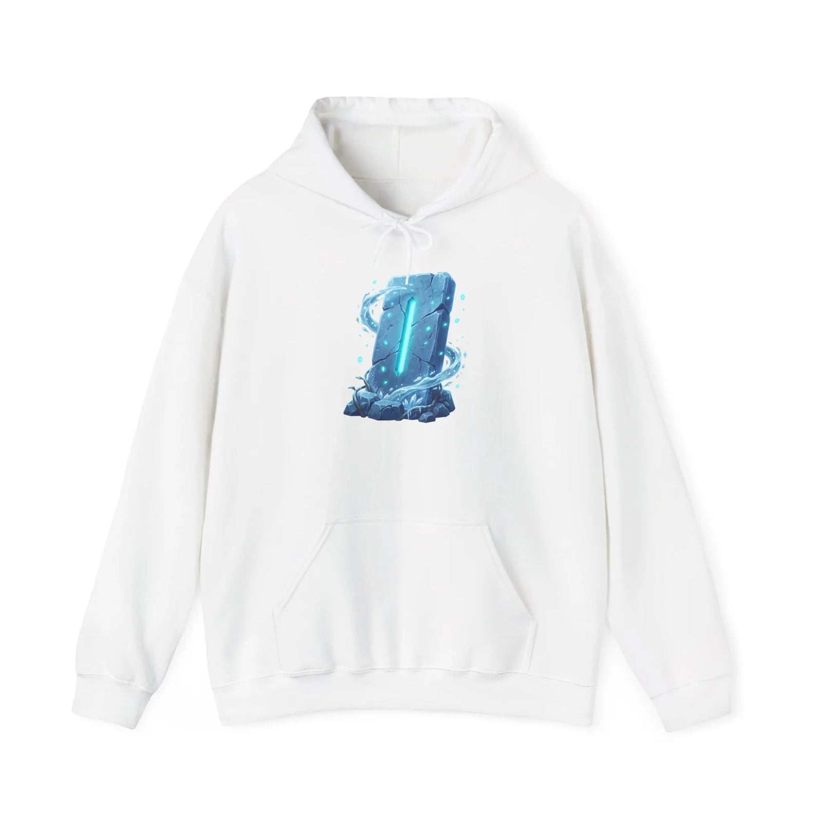 Isa Rune Ice Hoodie - Heavy Blend Cotton Blend Pullover - Unisex White