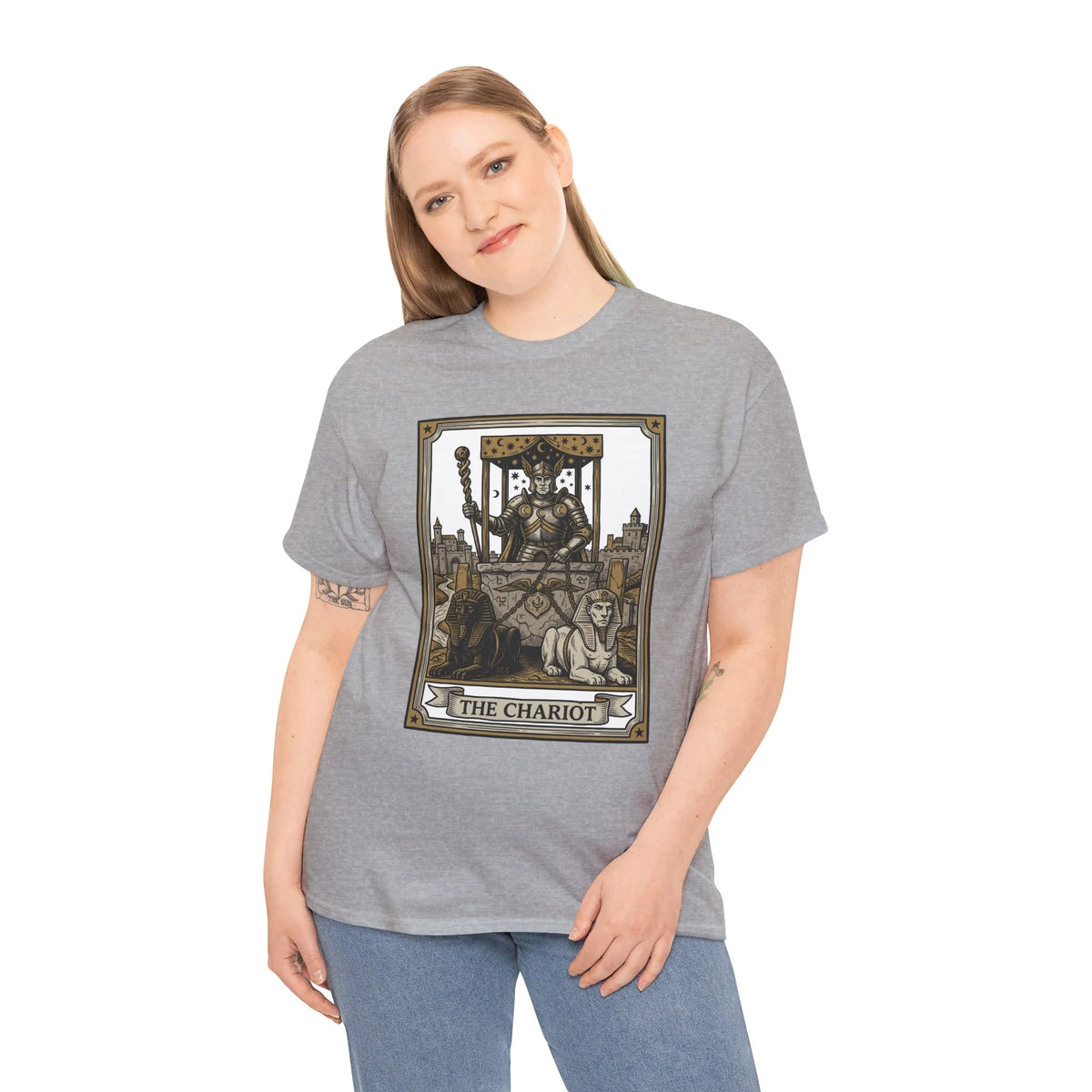 The Chariot Tarot Card T-Shirt - Heavy Cotton Classic Fit Tee - Unisex White