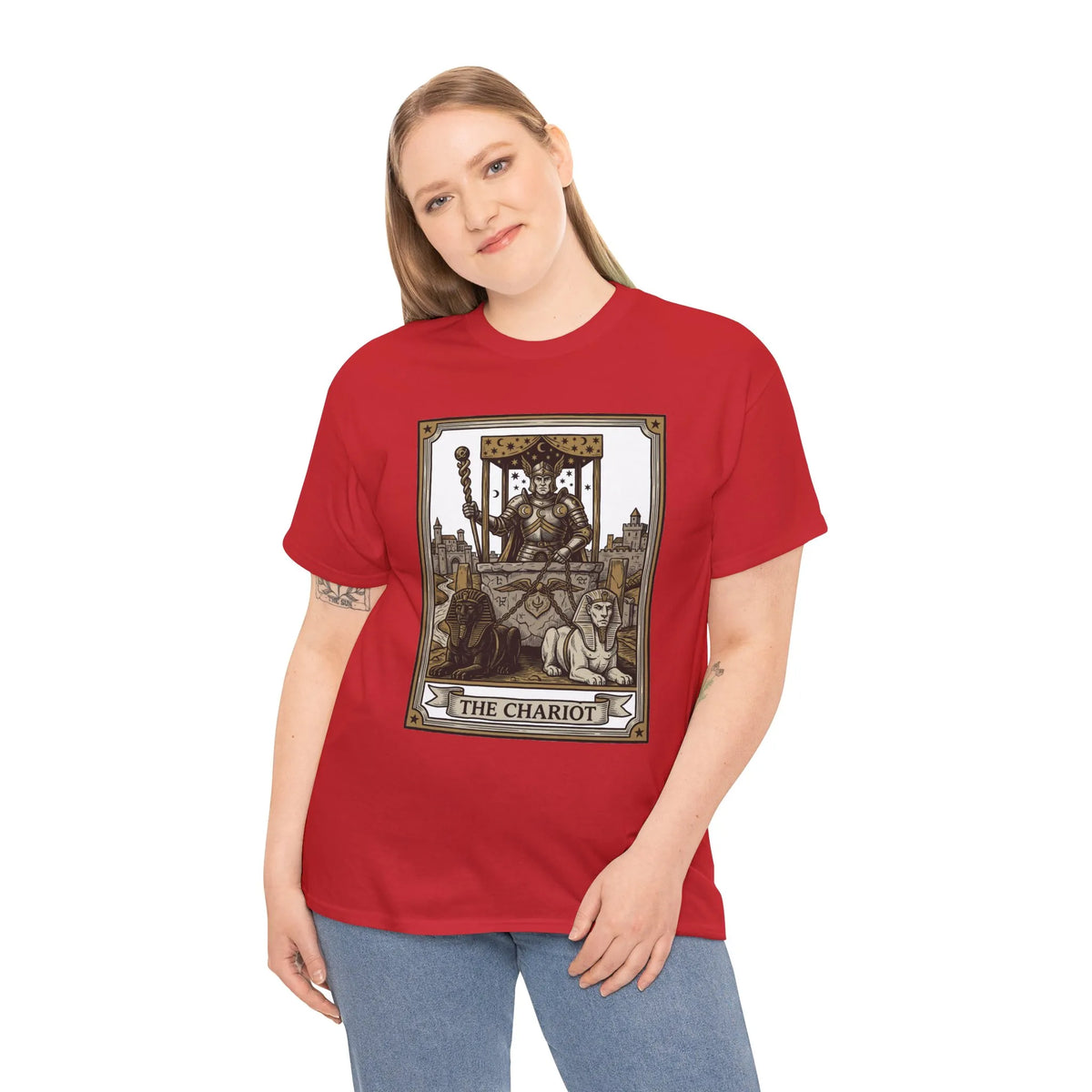 The Chariot Tarot Card T-Shirt - Heavy Cotton Classic Fit Tee - Unisex White