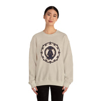 Meditating Dog Sacred Geometry Sweatshirt - Heavy Blend Fleece Crewneck - Unisex White