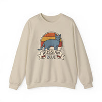 Russian Blue Retro 70s Sunset Sweatshirt - Heavy Blend Crewneck - Unisex White