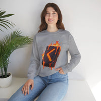 Kenaz Rune Fire Graphic Sweatshirt - Heavy Blend Fleece Crewneck - Unisex White