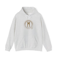 Mannaz Rune Celtic Knot Hoodie - Heavy Blend Fleece Pullover - Unisex White