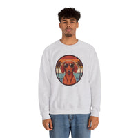 Dachshund Sunset Aviators Sweatshirt - Heavy Blend Fleece Crewneck - Unisex White