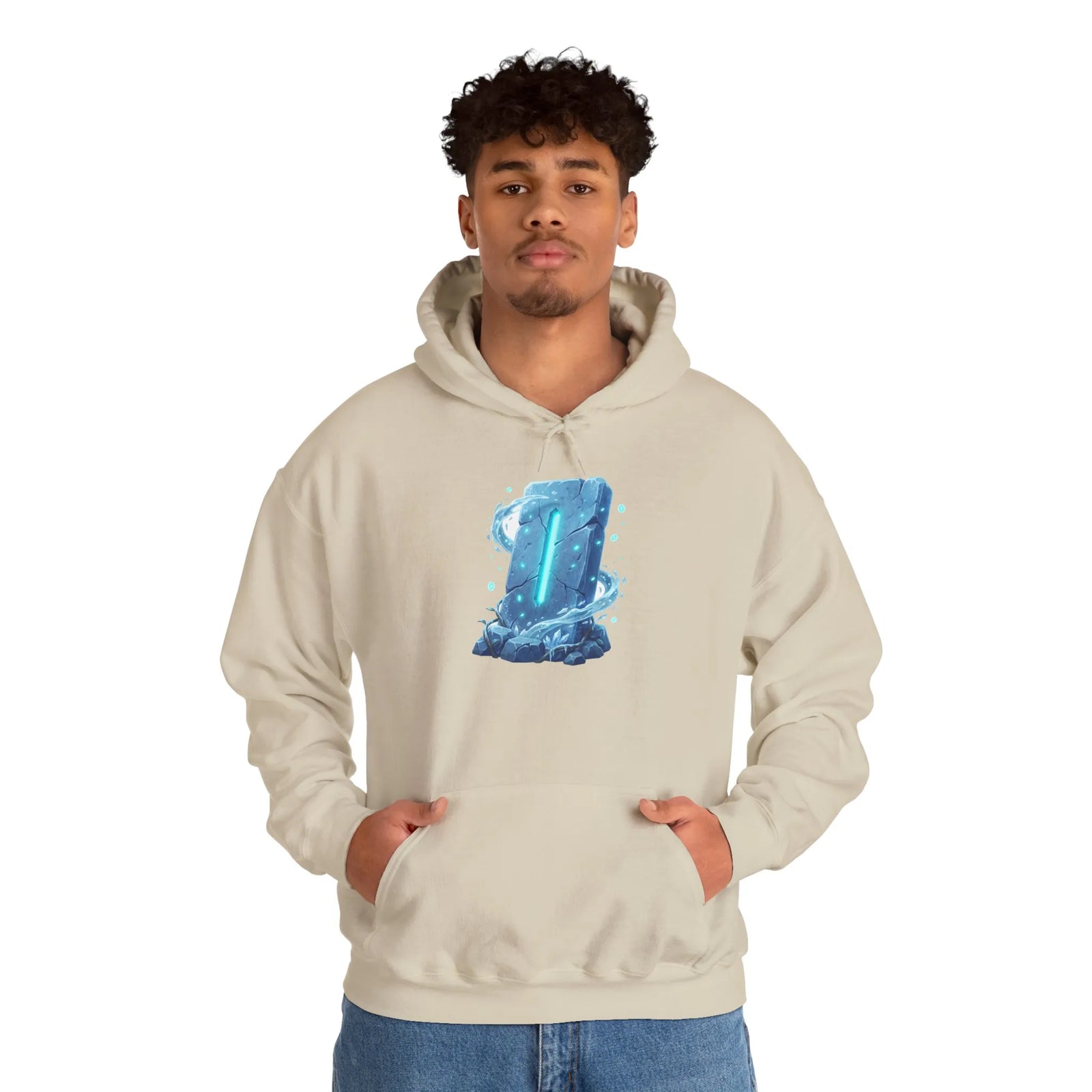 Isa Rune Ice Hoodie - Heavy Blend Cotton Blend Pullover - Unisex White
