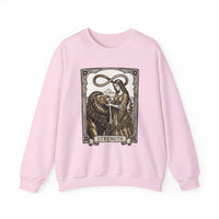 Strength Tarot Card Sweatshirt - Heavy Blend Crewneck Fleece - Unisex White