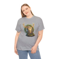 Elhaz Rune Elk Protection T-Shirt - Heavy Cotton Classic Fit Tee - Unisex White