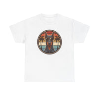 Doberman 70s Sunset Aviators T-Shirt - Heavy Cotton Classic Fit Tee - Unisex White