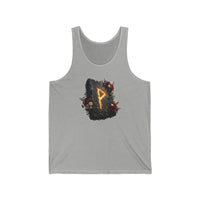 Wunjo Rune Blossom Graphic Tank Top - Soft Ringspun Cotton Jersey - Unisex White