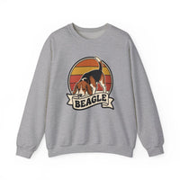 Beagle Retro 70s Sunset Graphic Sweatshirt - Heavy Blend Cotton Polyester Crewneck - Unisex White