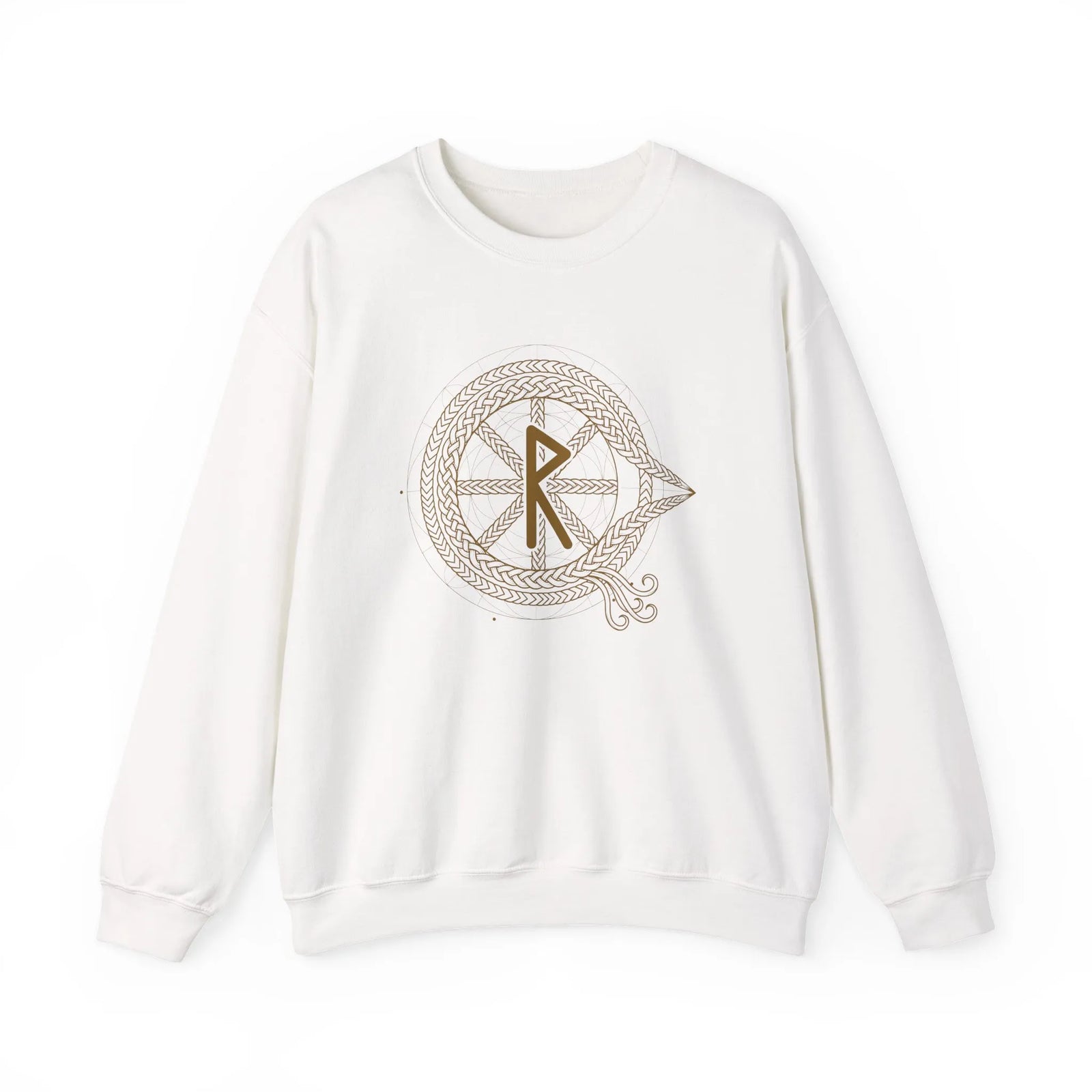 Raido Rune Journey Sweatshirt - Heavy Blend Fleece Crewneck - Unisex White