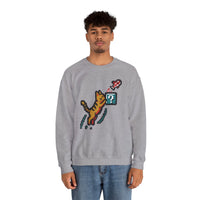 8-Bit Pixel Gaming Cats Sweatshirt - Heavy Blend Fleece Crewneck - Unisex White
