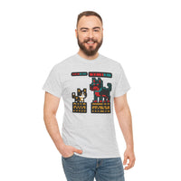 8-Bit Pixel Gaming Cats Boss Fight T-Shirt - Heavy Cotton Classic Fit Tee - Unisex White