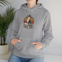 Great Dane Retro 70s Sunset Hoodie - Heavy Blend Fleece Pullover - Unisex White