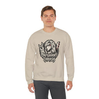 Headbanger Heavy Metal Dog Graphic Sweatshirt - Heavyweight Cotton Blend Fleece - Unisex White