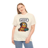 8-Bit Pixel Gaming Dog T-Shirt - Heavy Cotton Classic Fit Tee - Unisex White