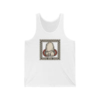 Runestone Cat Freyja Norse Tank Top - Lightweight Combed Cotton Jersey - Unisex White