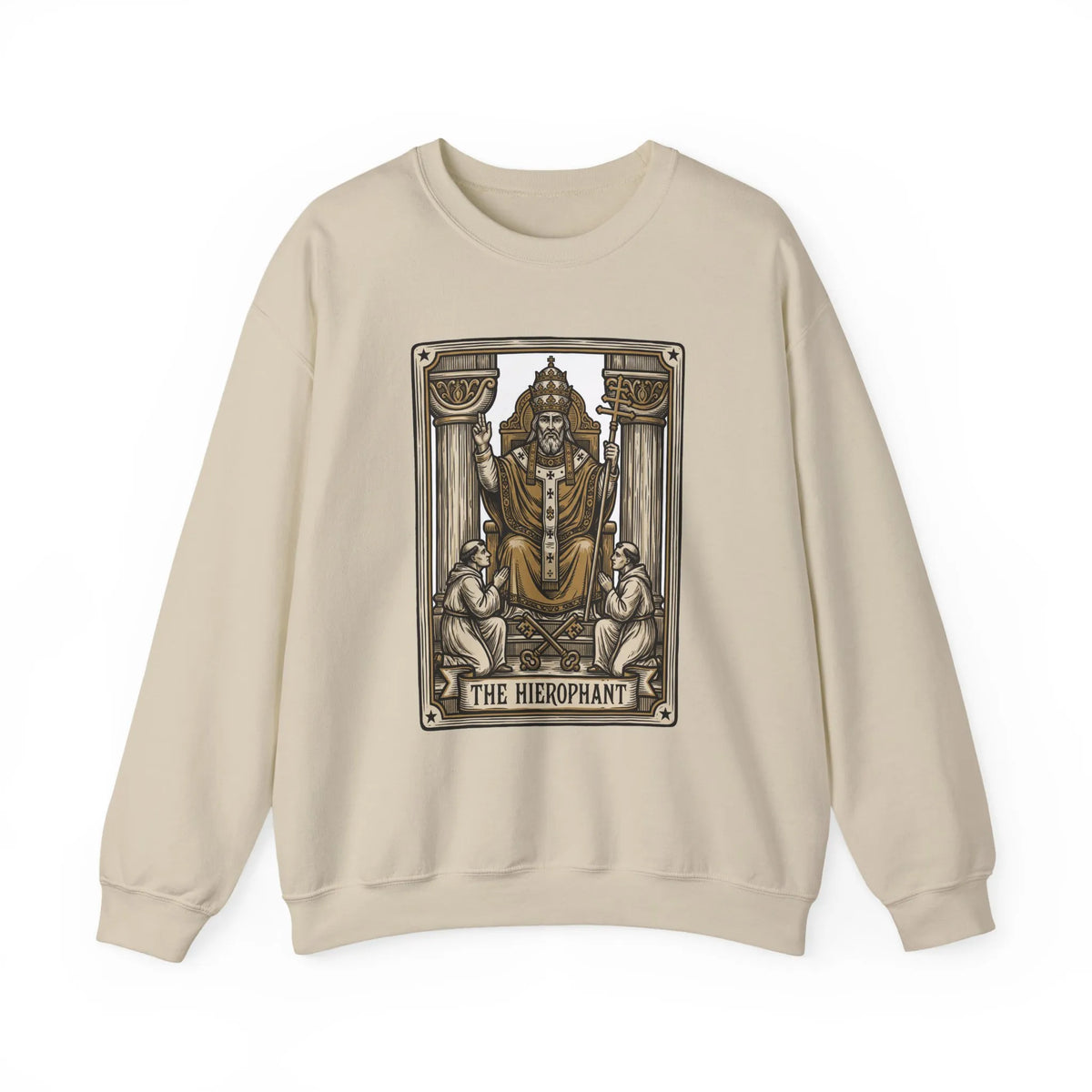 Hierophant Tarot Card Sweatshirt - Heavy Blend Crewneck Fleece - Unisex Ash