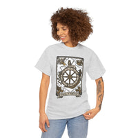 Wheel of Fortune Tarot Graphic T-Shirt - Heavyweight Cotton Classic Fit - Unisex White