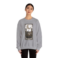 Moon Tarot Card Wolves Graphic Sweatshirt - Heavy Blend Fleece Crewneck - Unisex White