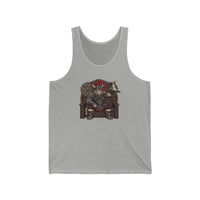 Viking Berserker Cat Graphic Tank Top - Lightweight Ringspun Cotton Jersey - Unisex Athletic Heather