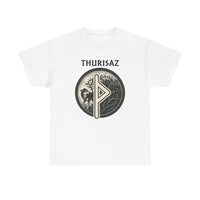 Thurisaz Rune Wolf Thorn T-Shirt - Medium Weight 100% Cotton Tee - Unisex White