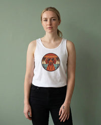 Dachshund 70s Sunset Aviators Tank Top - Lightweight Cotton Retail Fit - Unisex White