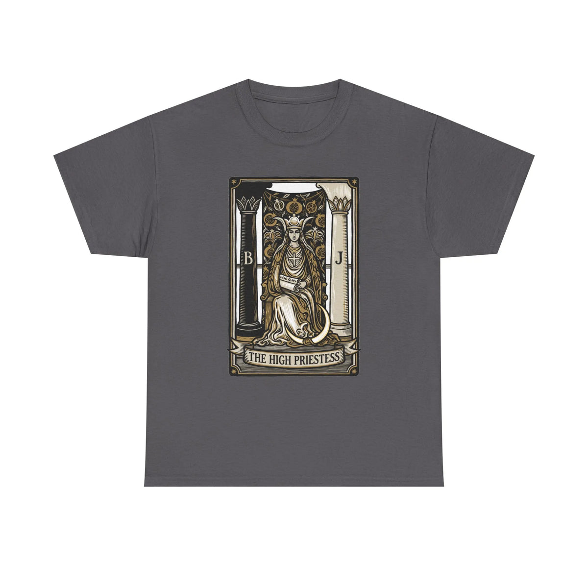 The High Priestess Tarot Card T-Shirt - Heavy Cotton Classic Fit Tee - Unisex White