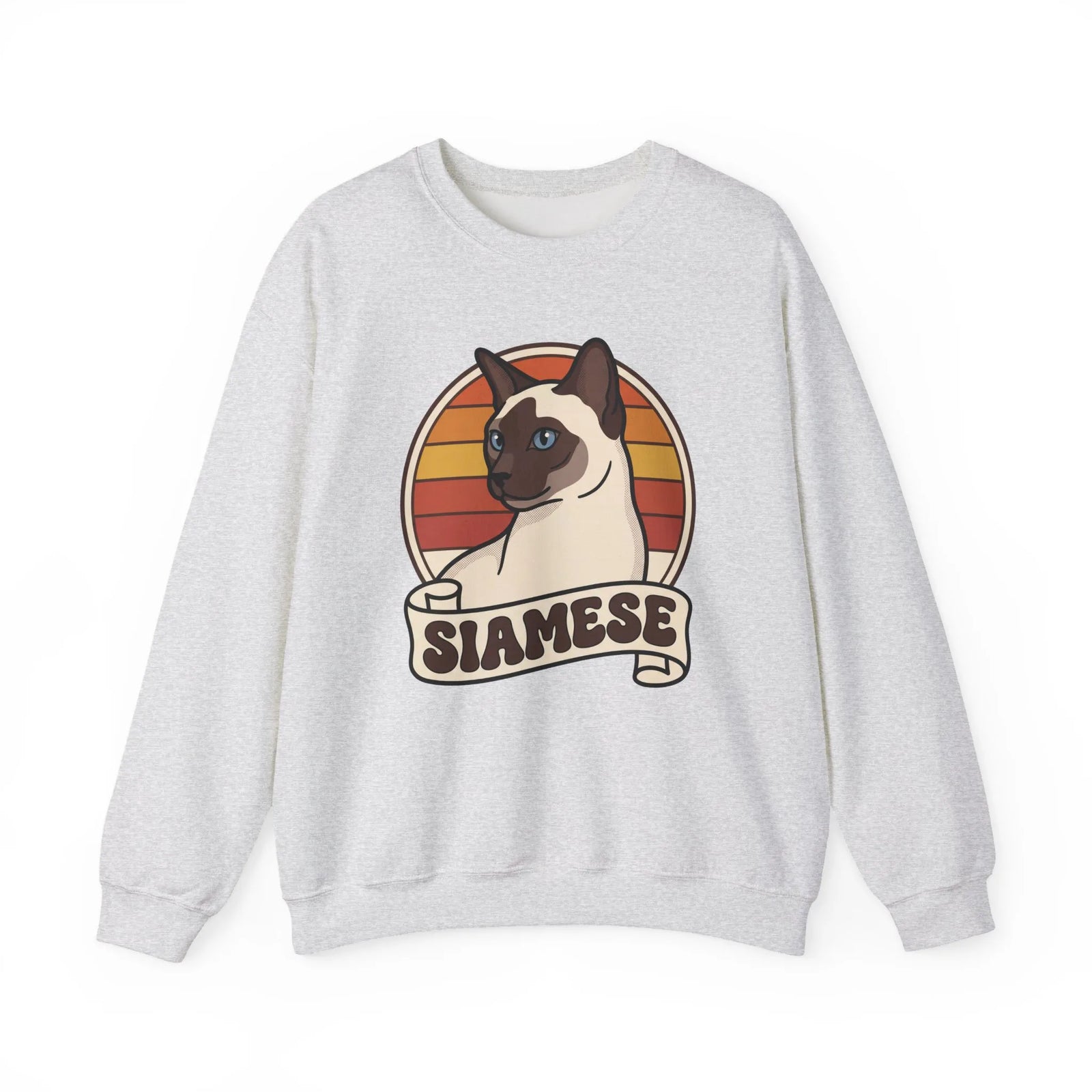 Siamese Retro 70s Sunset Sweatshirt - Heavy Blend Fleece Crewneck - Unisex Ash