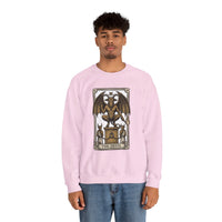 Devil Tarot Card Graphic Sweatshirt - Heavy Blend Fleece Crewneck - Unisex White