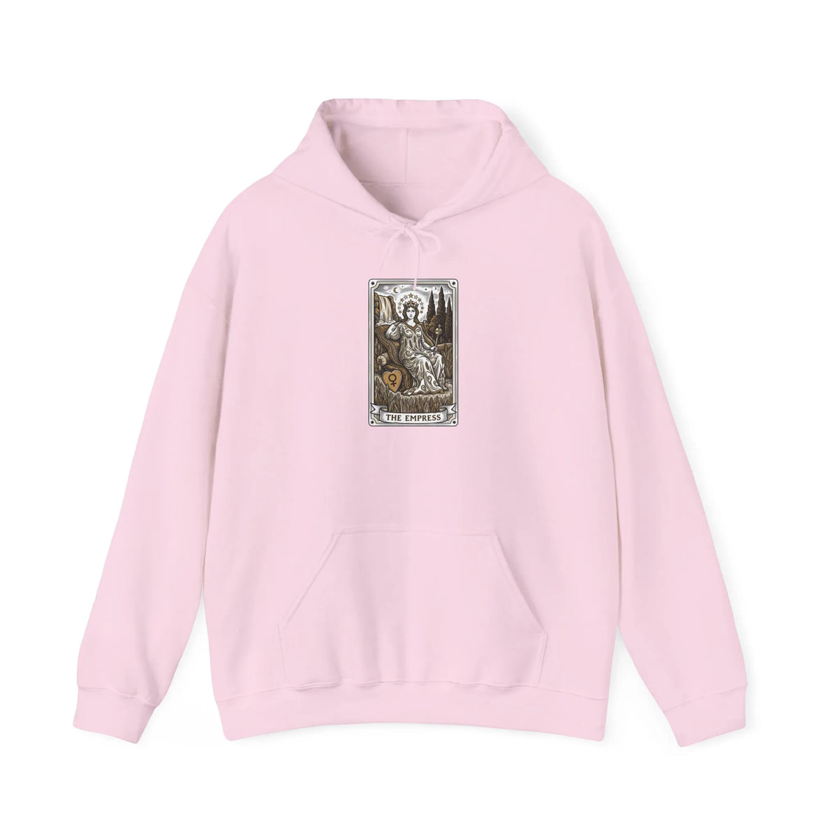 The Empress Tarot Card Hoodie - Heavyweight Cotton Blend Pullover - Unisex Ash