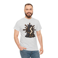 Sowulo Sun Ray Rune Graphic T-Shirt - Heavy Cotton Classic Fit Crewneck - Unisex White