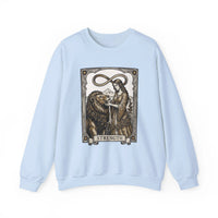 Strength Tarot Card Sweatshirt - Heavy Blend Crewneck Fleece - Unisex White