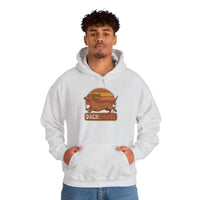 Dachshund Retro 70s Sunset Hoodie - Classic Fit Fleece Pullover - Unisex White
