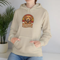 Golden Retriever Retro 70s Sunset Hoodie - Heavy Blend Fleece Pullover - Unisex White
