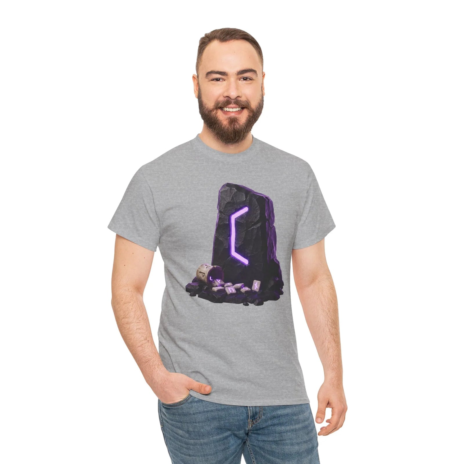 Perthro Rune Mystery Graphic T-Shirt - Heavy Cotton Classic Fit Crewneck Tee - Unisex White