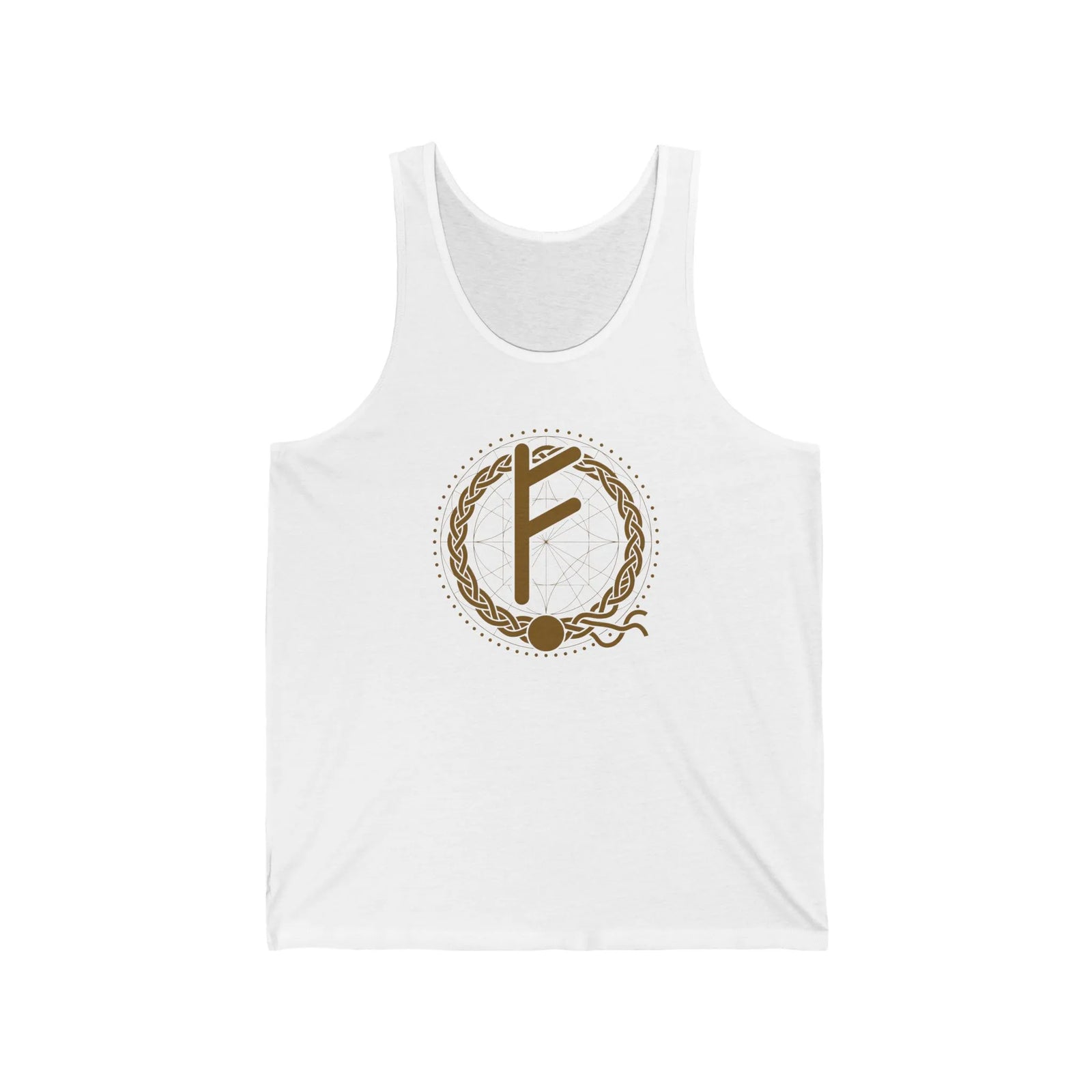 Fehu Wealth Rune Graphic Tank Top - Soft Combed Cotton Jersey - Unisex Athletic Heather