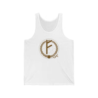 Fehu Wealth Rune Graphic Tank Top - Soft Combed Cotton Jersey - Unisex Athletic Heather