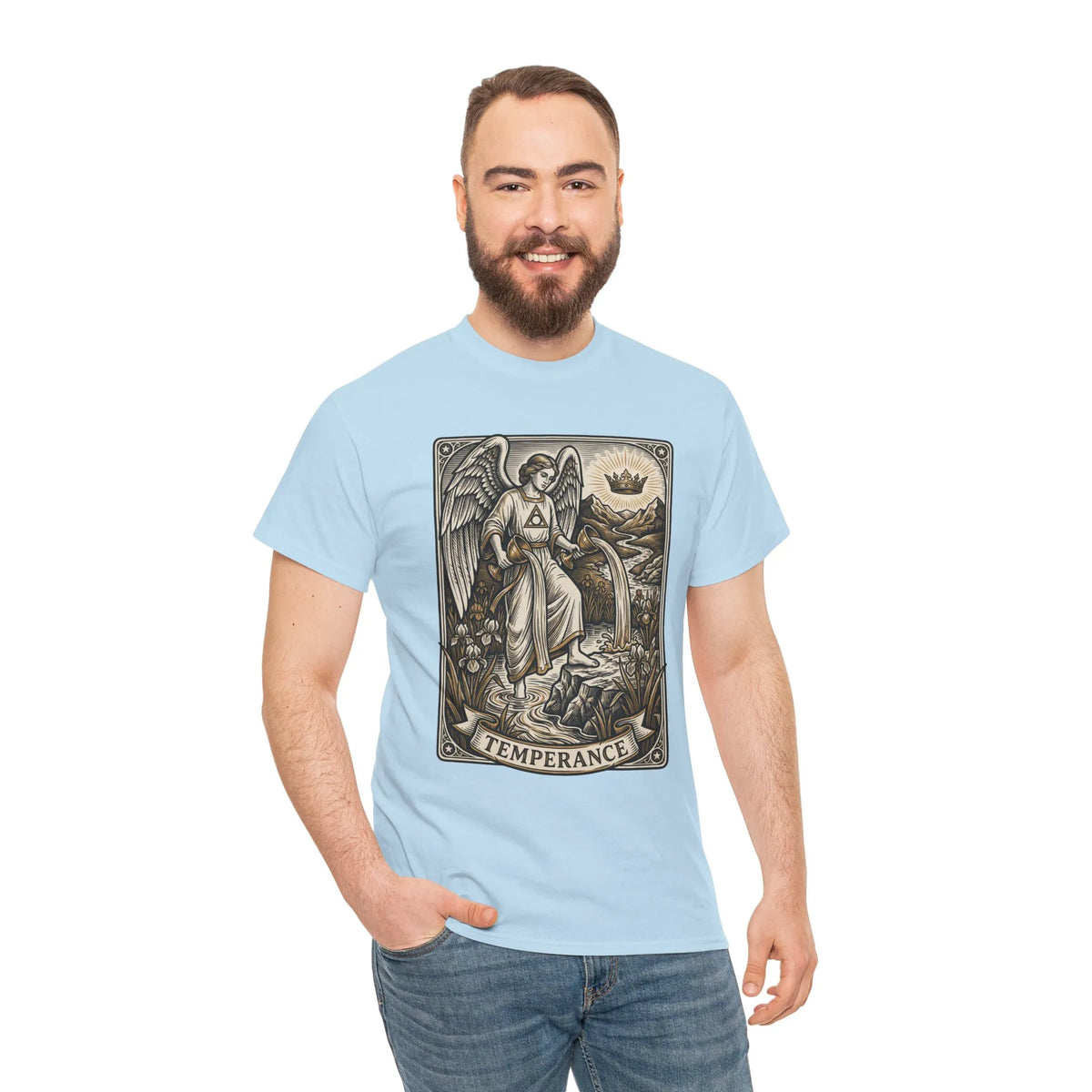 Temperance Angel Tarot Card T-Shirt - Heavy Cotton Classic Fit Tee - Unisex White