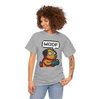 8-Bit Pixel Gaming Dog T-Shirt - Heavy Cotton Classic Fit Tee - Unisex White