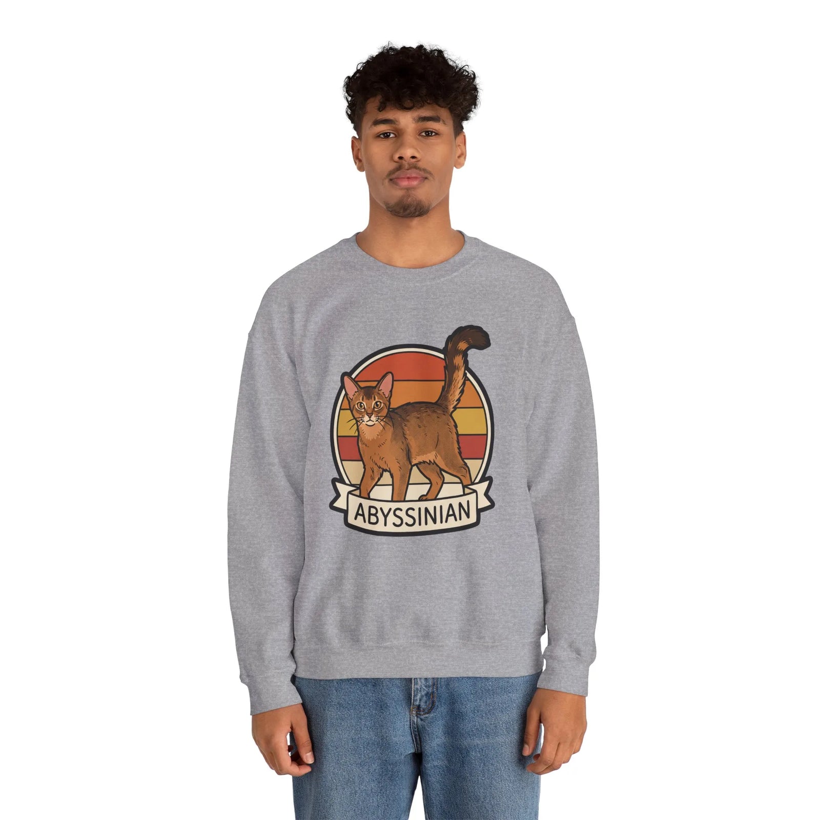 Abyssinian Retro 70s Sunset Sweatshirt - Heavy Blend Classic Crewneck - Unisex White