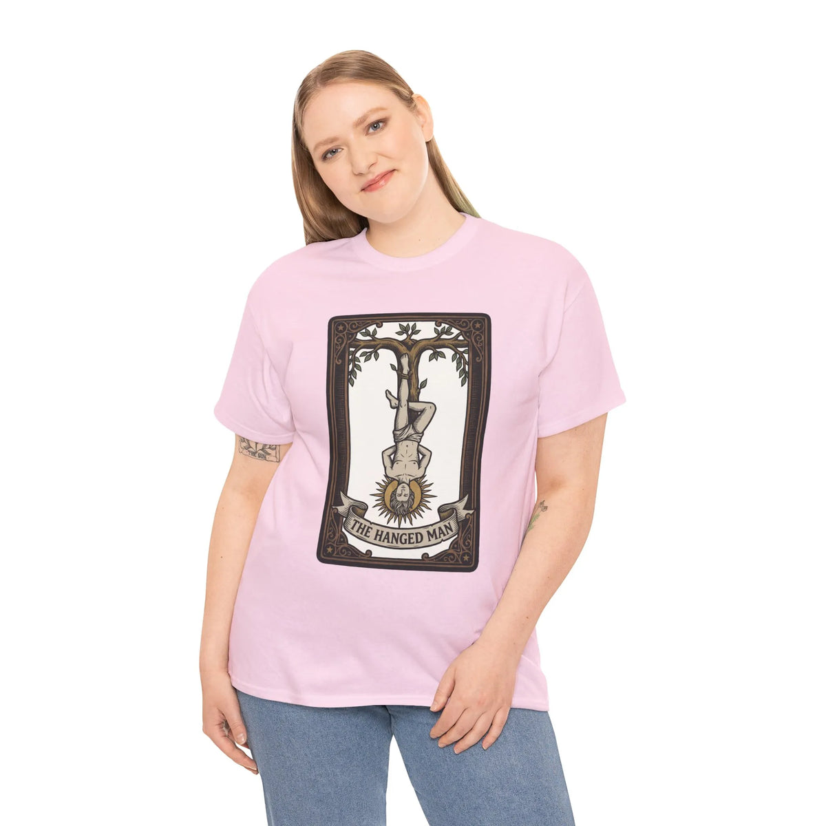 The Hanged Man Tarot Card T-Shirt - Heavy Cotton Classic Fit Tee - Unisex White